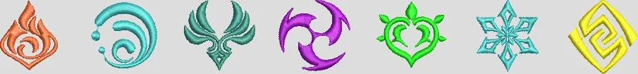 Alternative view of  Genshin Impact Elemental Vision Symbols Embroidery 