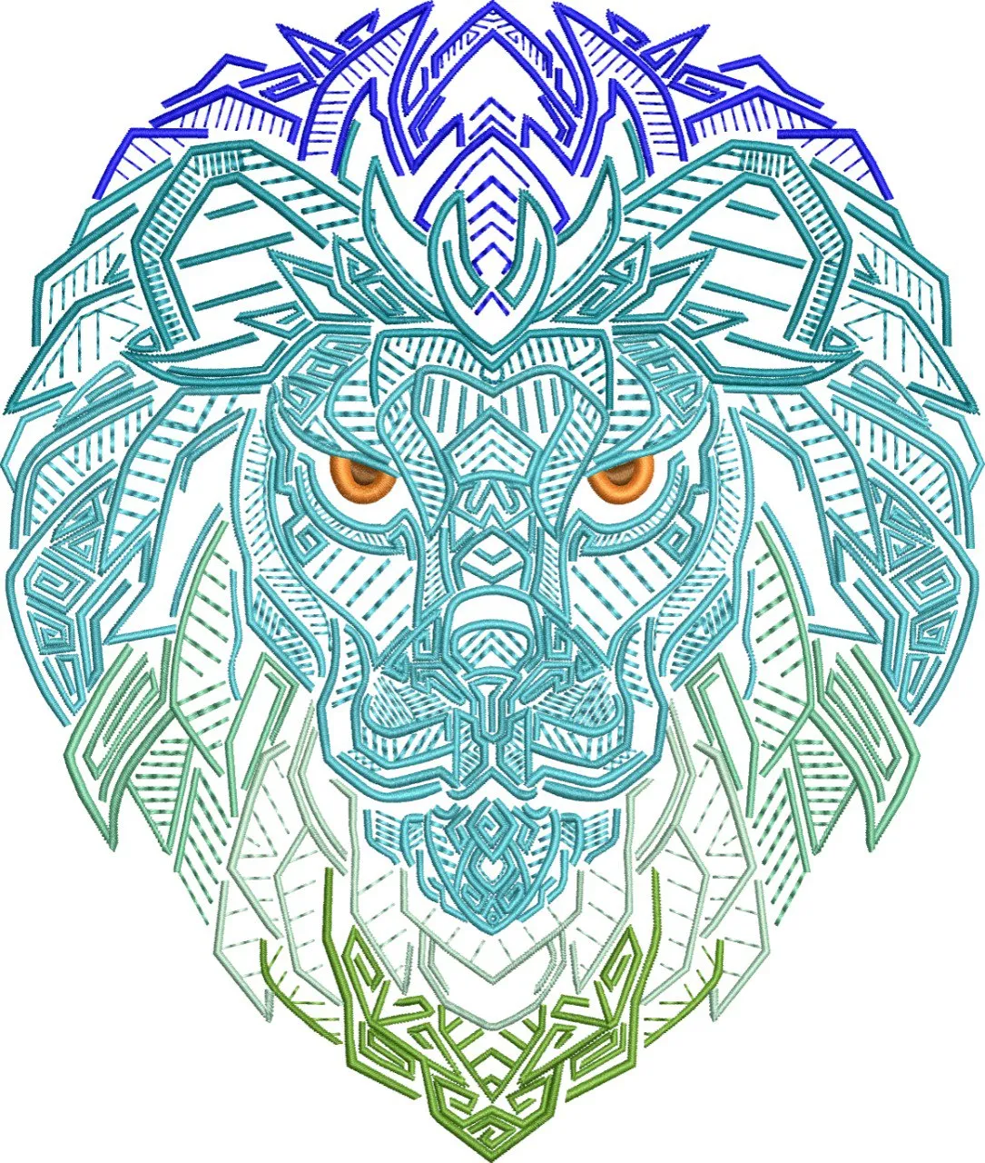 Alternative view of  Geometric Lion Head with Gradient Mane 