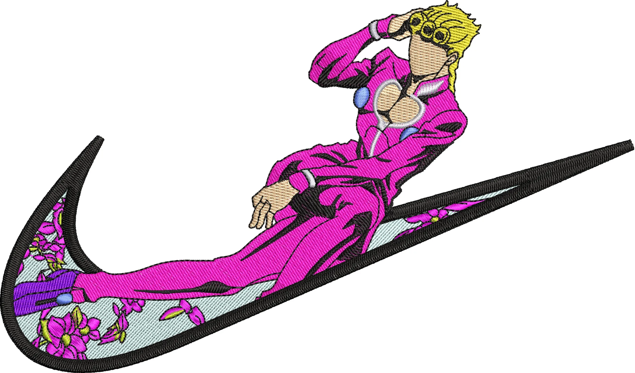 Alternative view of  Giorno Giovanna on Nike Swoosh with Flowers 