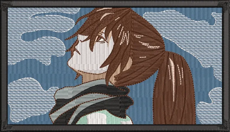 Alternative view of  Girl with Brown Ponytail Looking at Sky Embroidery Patch 