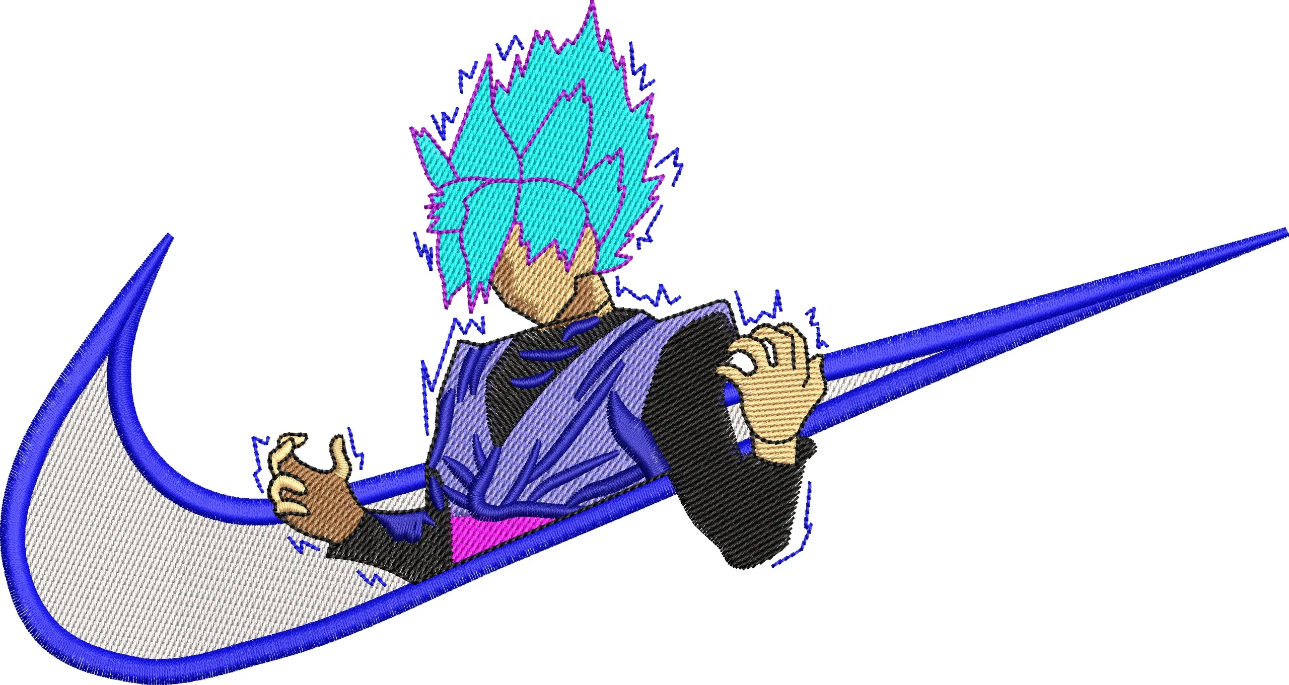 Alternative view of  Goku Black Super Saiyan in Blue Nike Swoosh 