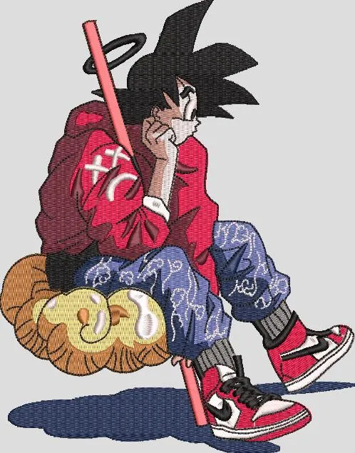 Alternative view of  Goku Sitting on Flying Nimbus in Streetwear 