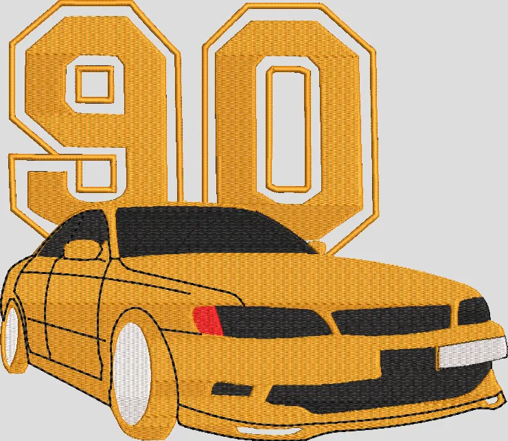 Alternative view of  Golden Car with 90 Number Design 