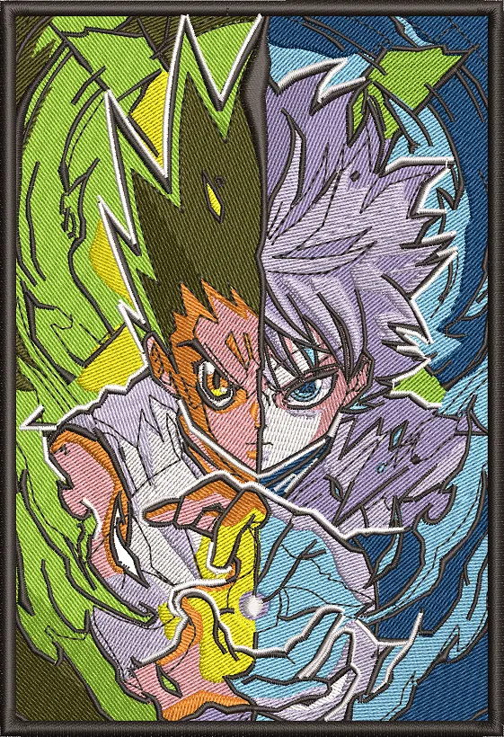 Alternative view of  Gon and Killua Split Portrait Embroidered Style 