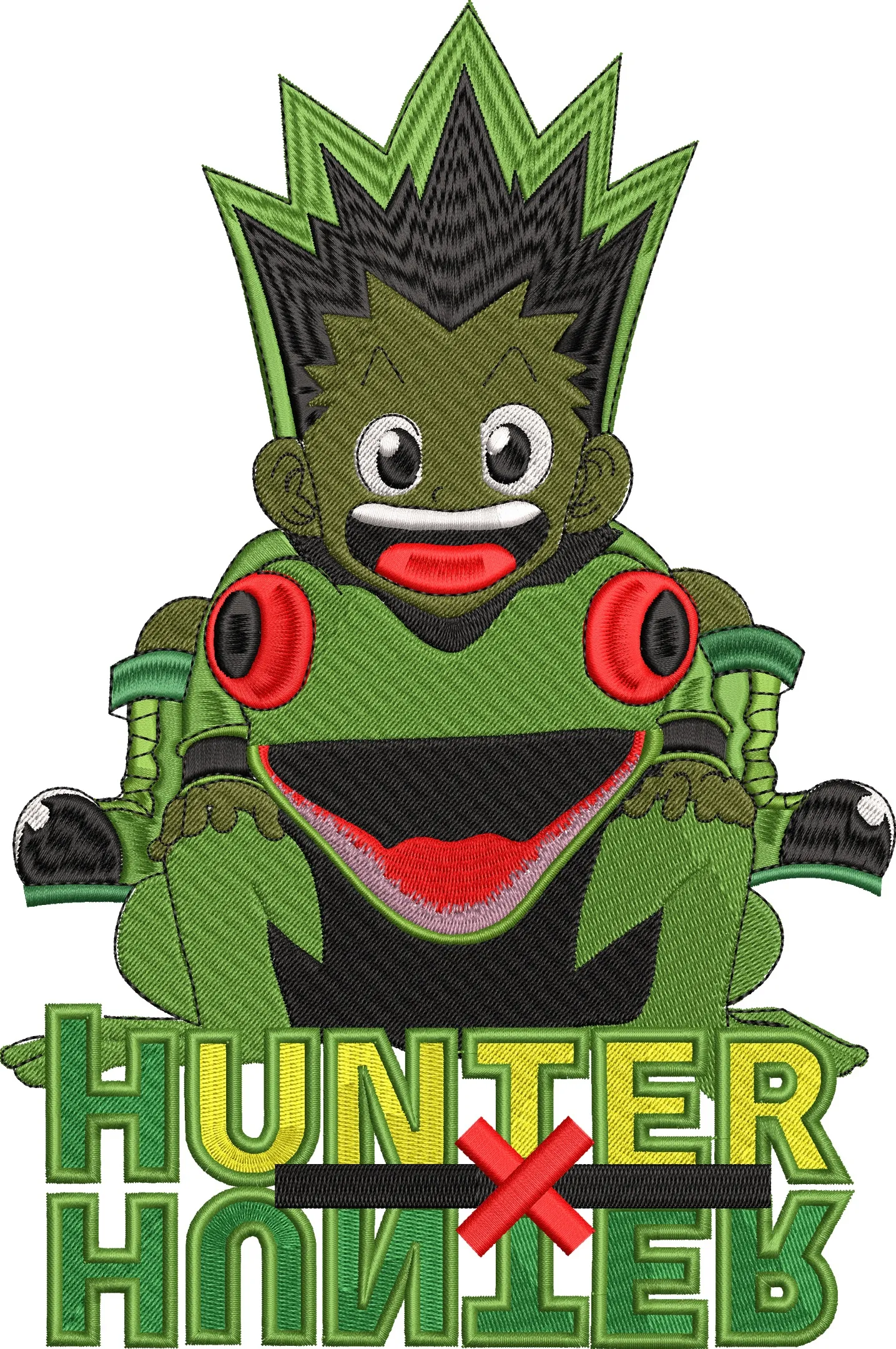 Alternative view of  Gon as Frog Over Hunter x Hunter Logo 