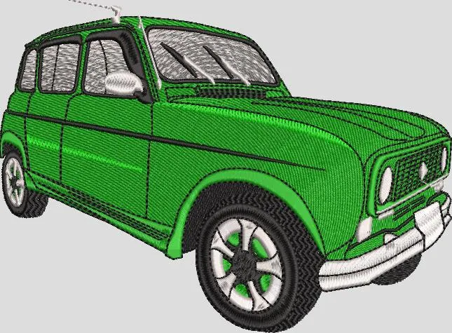 Alternative view of  Green Classic Car Embroidery Design 