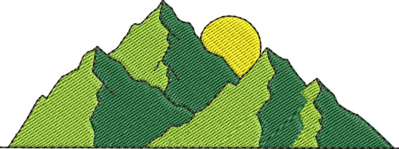 Alternative view of  Green Mountain Range with Sun Embroidery 