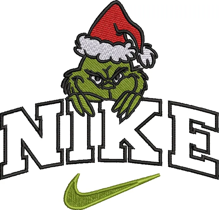 Alternative view of  Grinch with Santa Hat over Nike Logo 