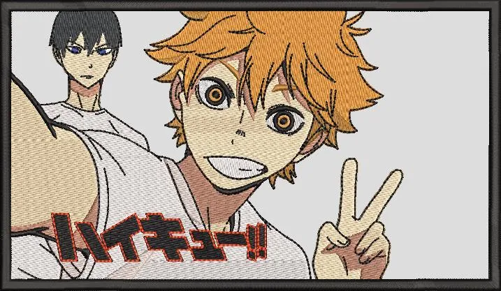 Alternative view of  Haikyuu Hinata and Kageyama Peace Sign Selfie 