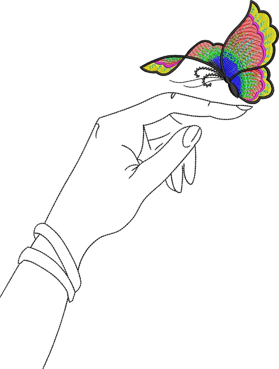 Alternative view of  Hand Holding Rainbow Butterfly 