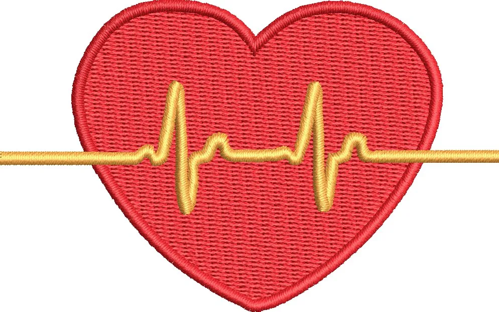 Alternative view of  Heart with ECG Line Embroidery 