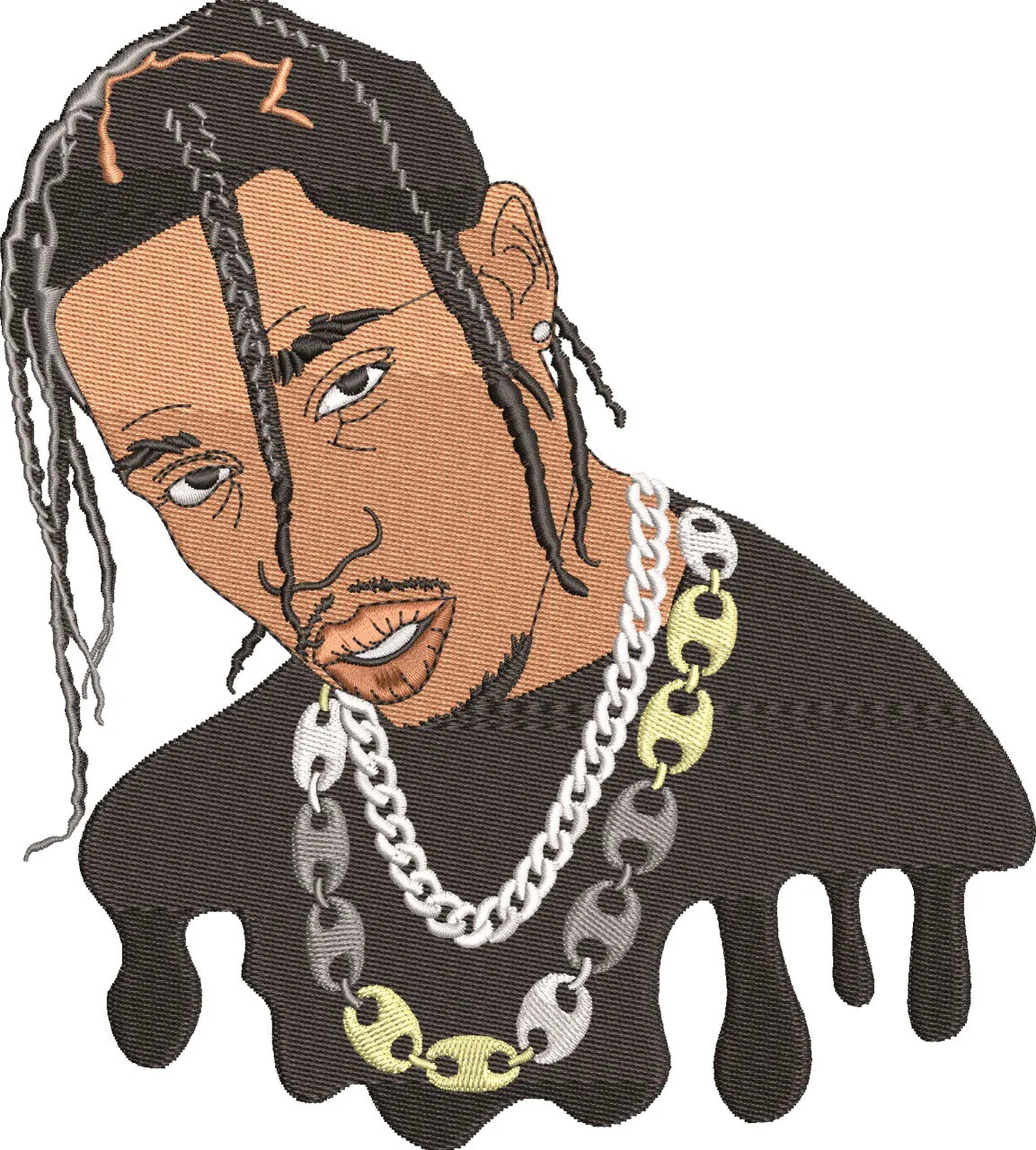 Alternative view of  Hip Hop Artist with Braided Hair and Dripping Shirt 
