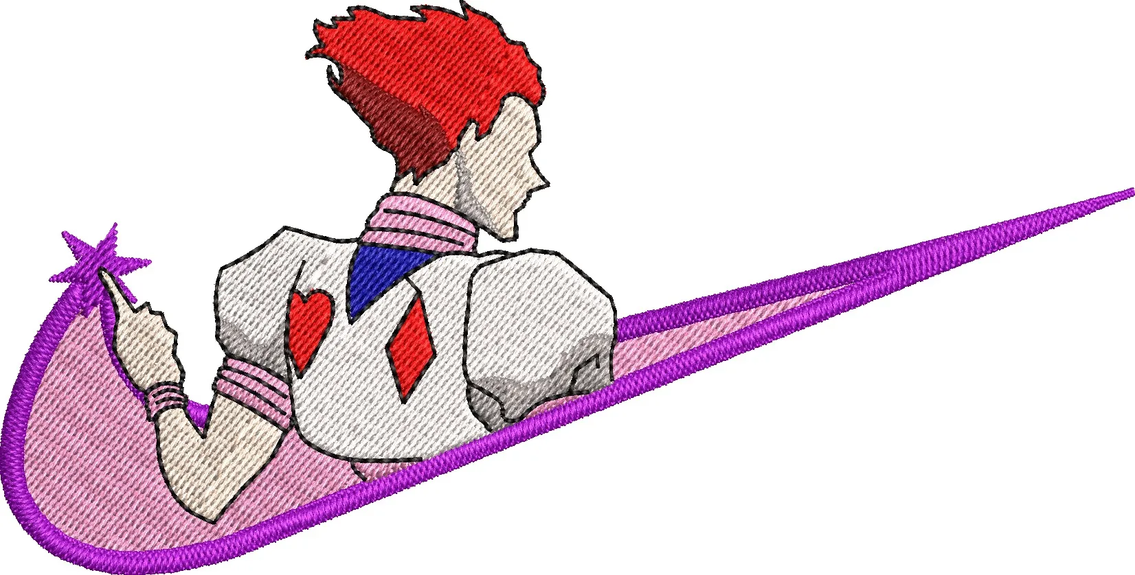 Alternative view of  Hisoka Embroidery in Purple Nike Inspired Logo 