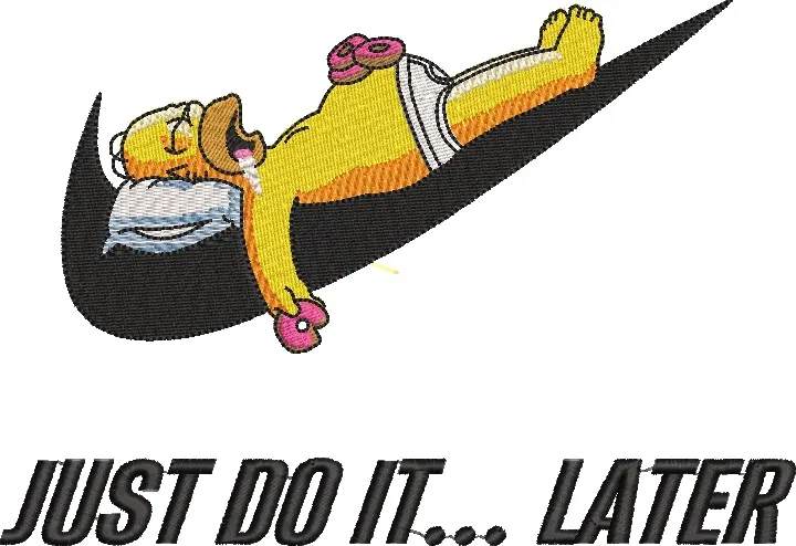 Alternative view of  Homer Simpson Relaxing on Nike Swoosh 