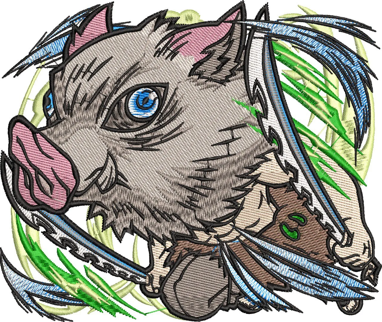 Alternative view of  Inosuke Hashibira Chibi Embroidery Style 