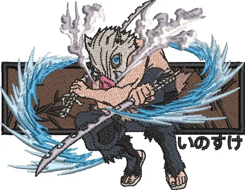 Alternative view of  Inosuke with Water Effect Embroidery 