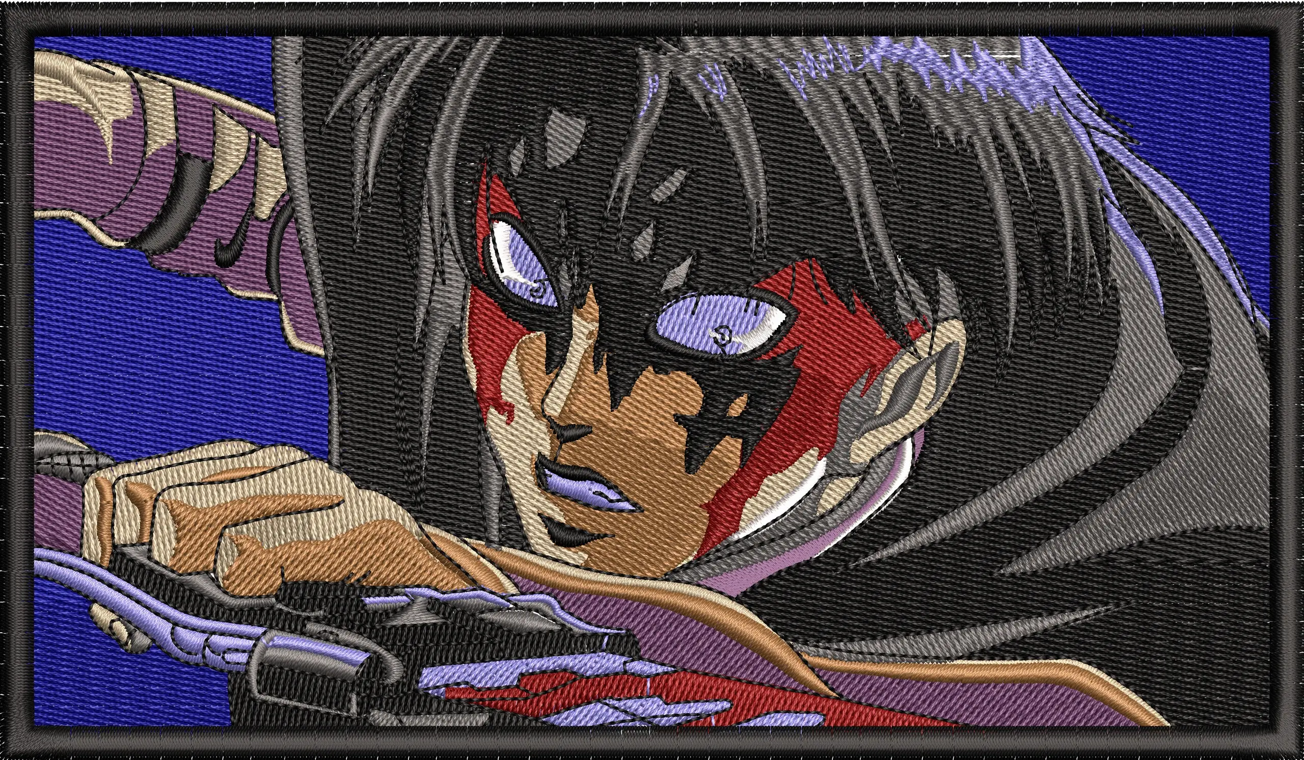 Alternative view of  Intense Anime Character with Mask and Motorcycle 