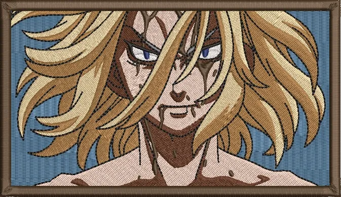 Alternative view of  Intense Blond Anime Warrior Embroidery 