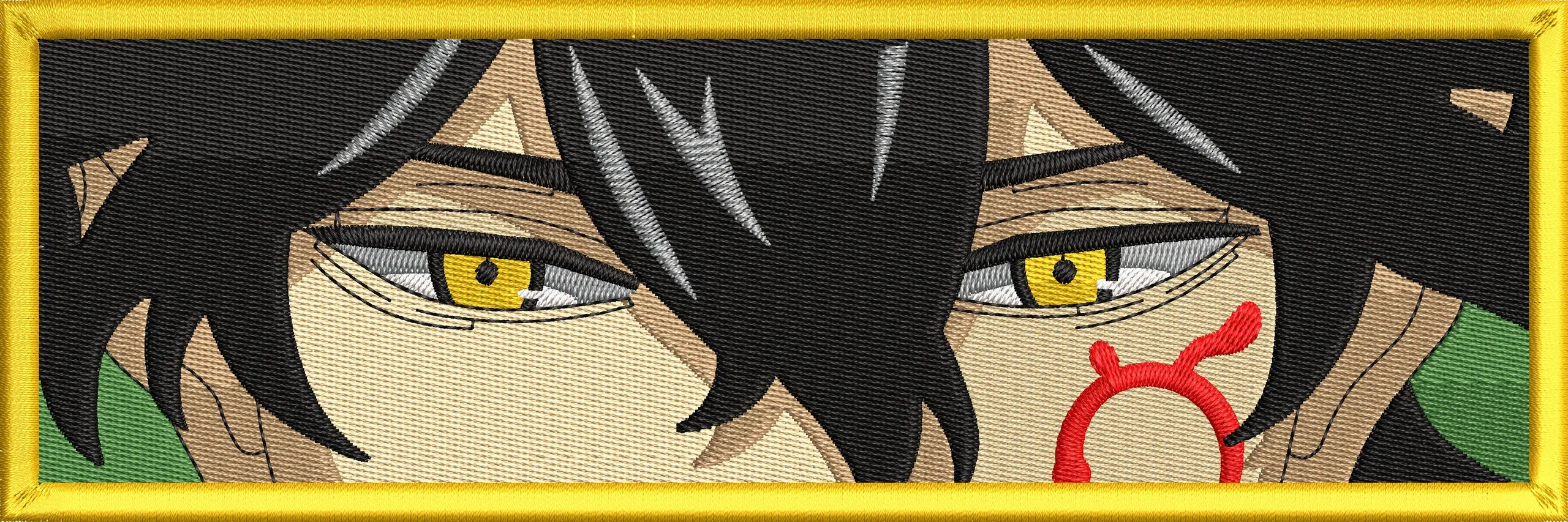 Alternative view of  Intense Yellow Eyes Embroidered Anime Face 