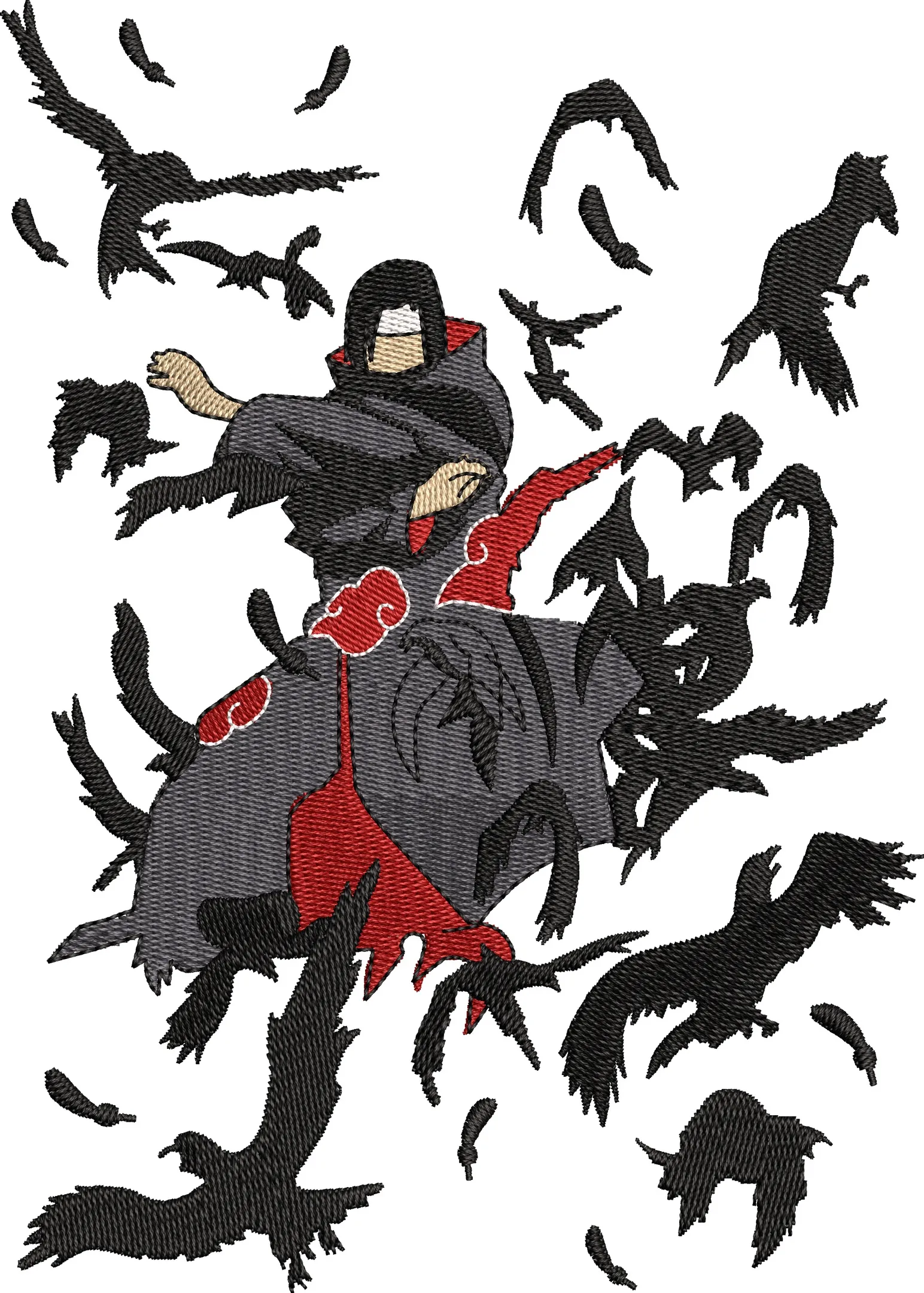 Alternative view of  Itachi Uchiha with Crows Embroidery Style 
