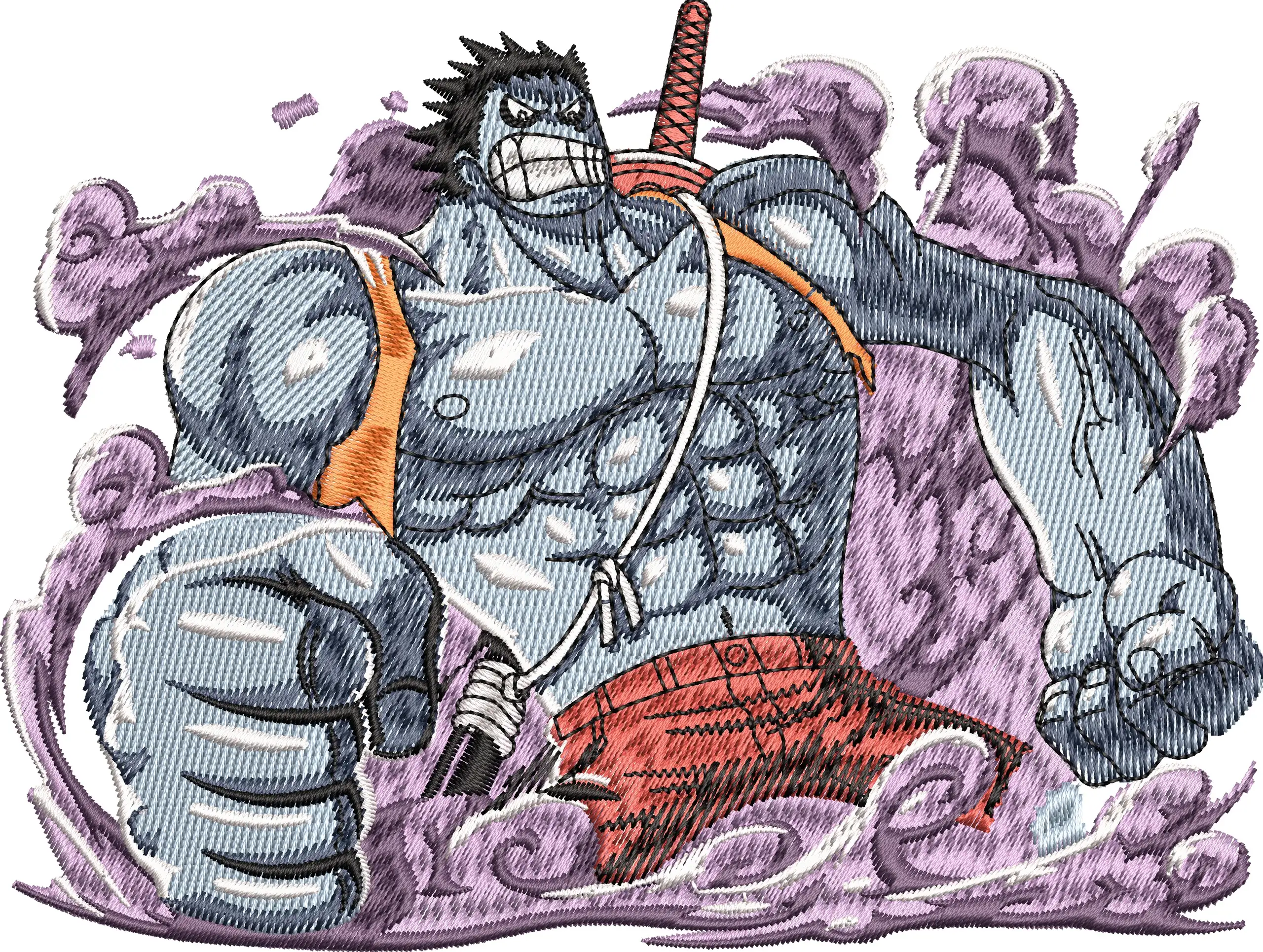 Alternative view of  Jinbe from One Piece in Embroidered Water Style 