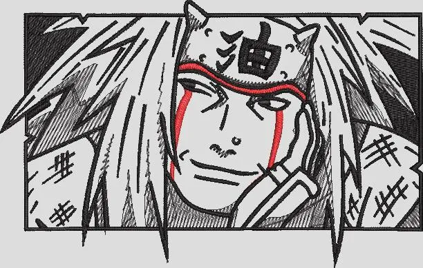 Alternative view of  Jiraiya Face Sketch with Kanji Headband 