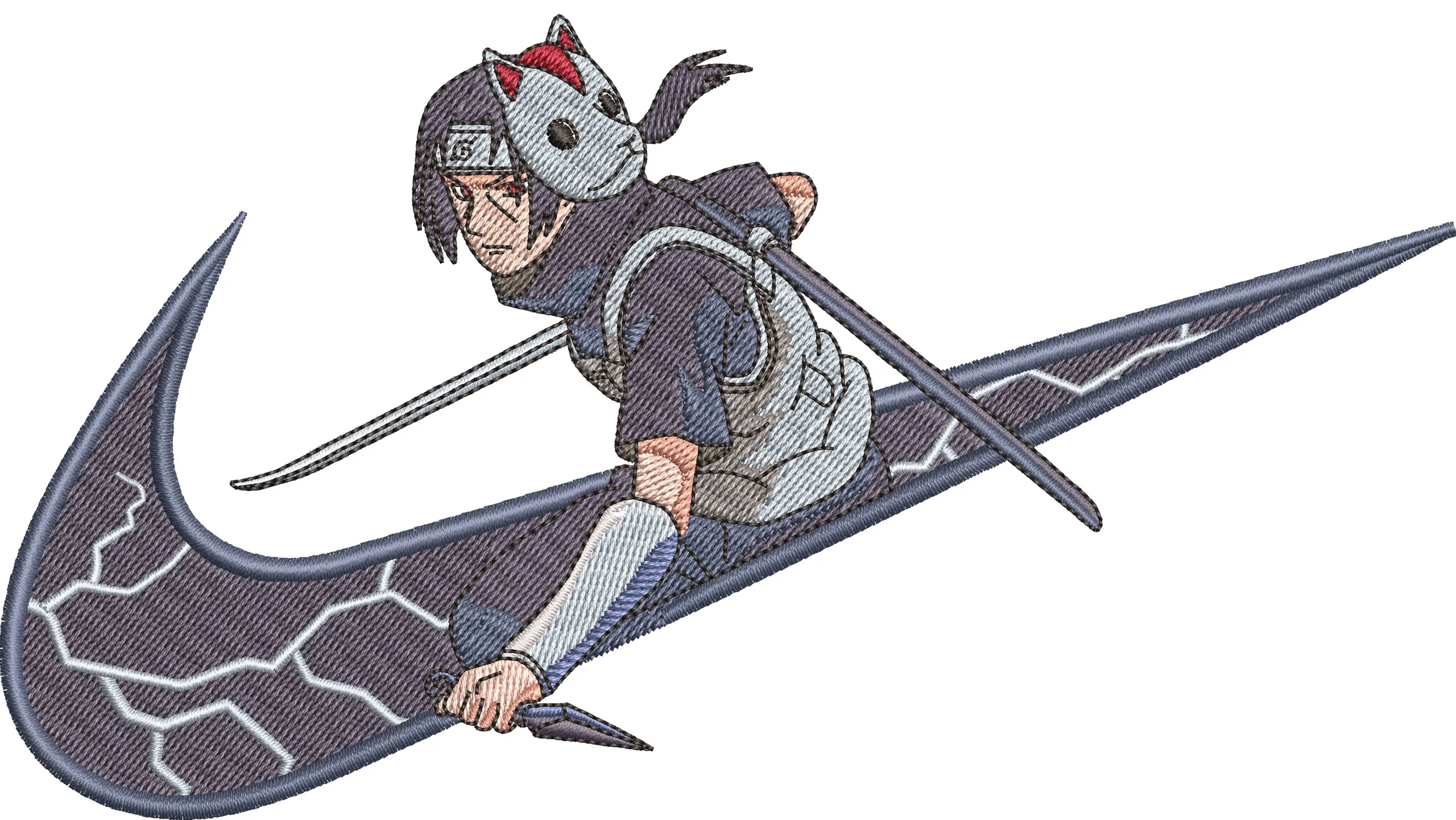 Alternative view of  Kakashi with Anbu Mask on Nike Logo 