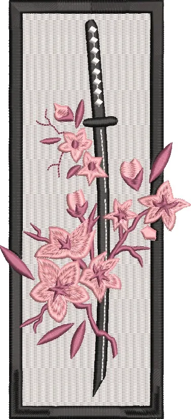 Alternative view of  Katana with Pink Cherry Blossoms Embroidery 
