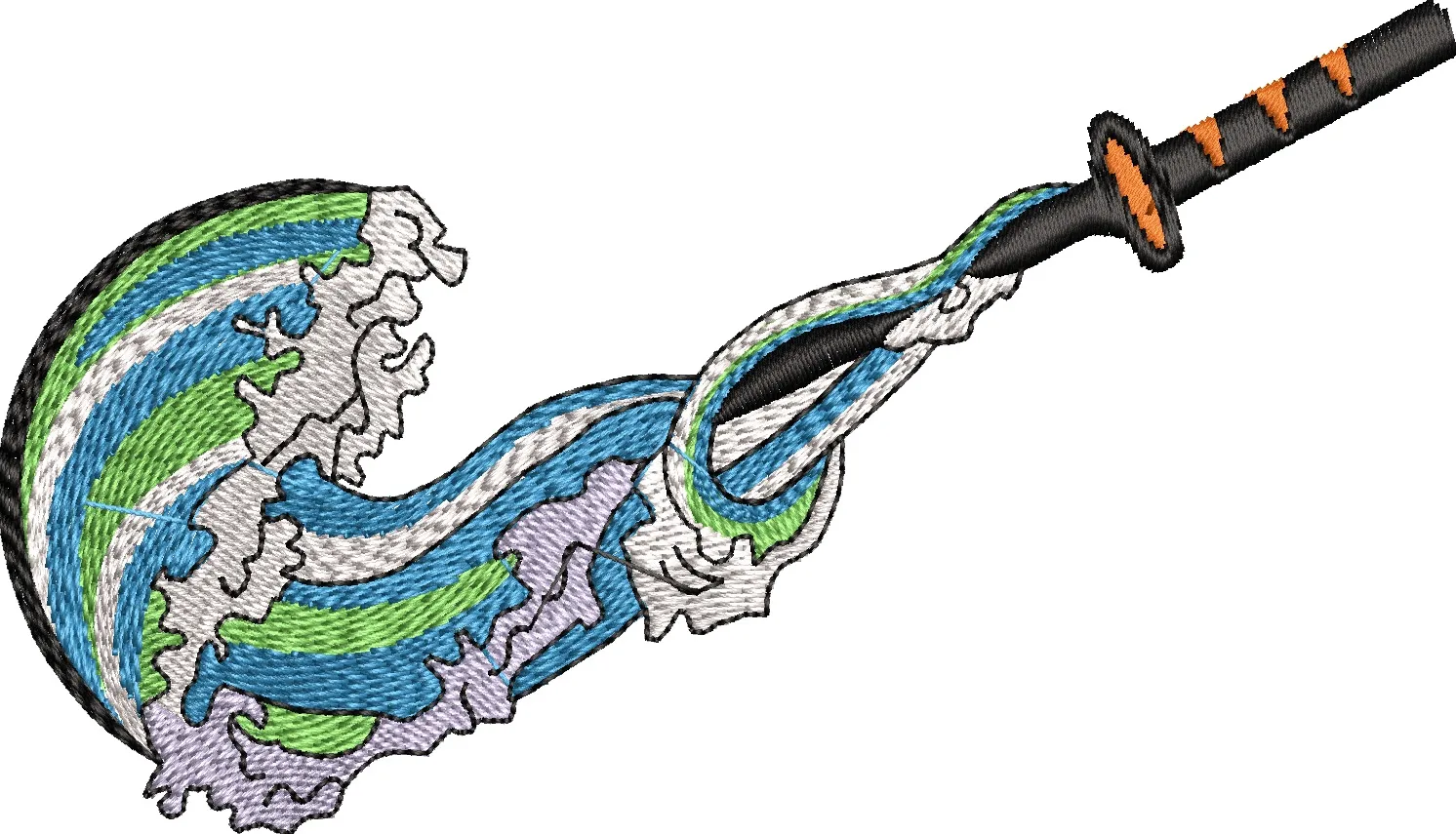 Alternative view of  Katana with Stylized Water and Wave Effect 