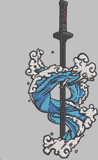 Alternative view of  Katana with Water Swirl Embroidery 