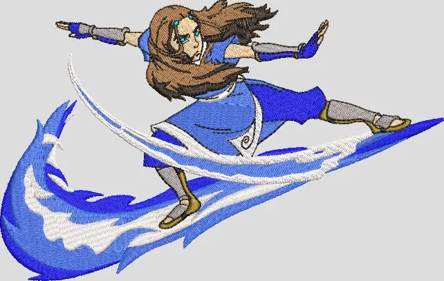 Alternative view of  Katara Waterbending Attack Embroidery 
