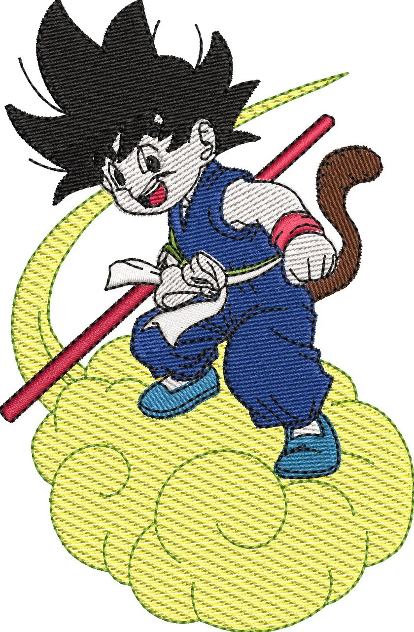 Alternative view of  Kid Goku Riding Flying Nimbus 