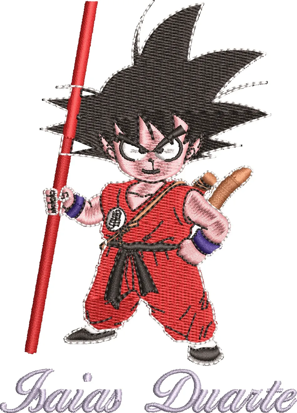 Alternative view of  Kid Goku with Power Pole Red Suit Embroidery 