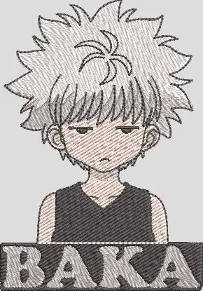 Alternative view of  Killua Zoldyck With Baka Text 