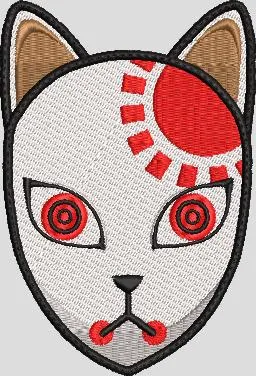 Alternative view of  Kitsune Fox Mask with Red Sun Pattern 