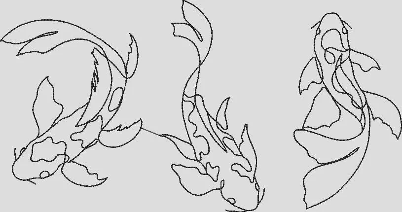 Alternative view of  Koi Fish Trio Line Art 