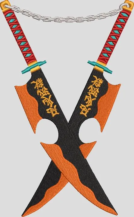 Alternative view of  Kratos Blades of Chaos Embroidery 