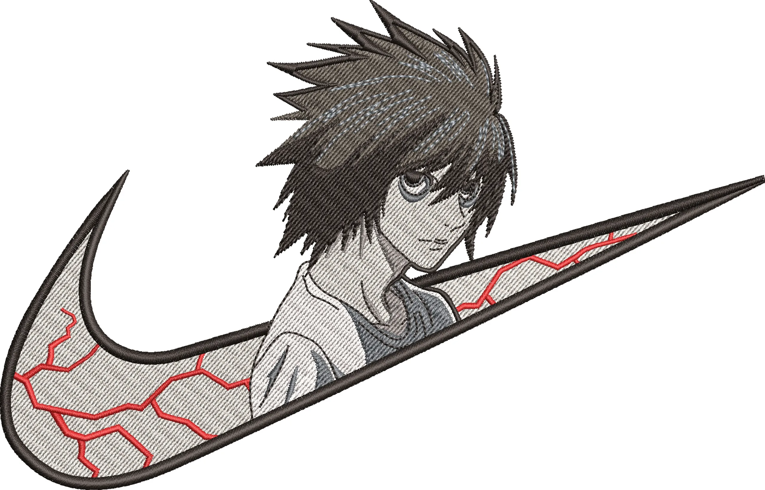 Alternative view of  L from Death Note in Nike Logo 