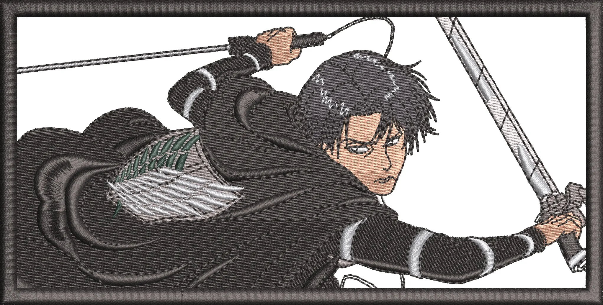 Alternative view of  Levi Ackerman Attack Pose Embroidery 