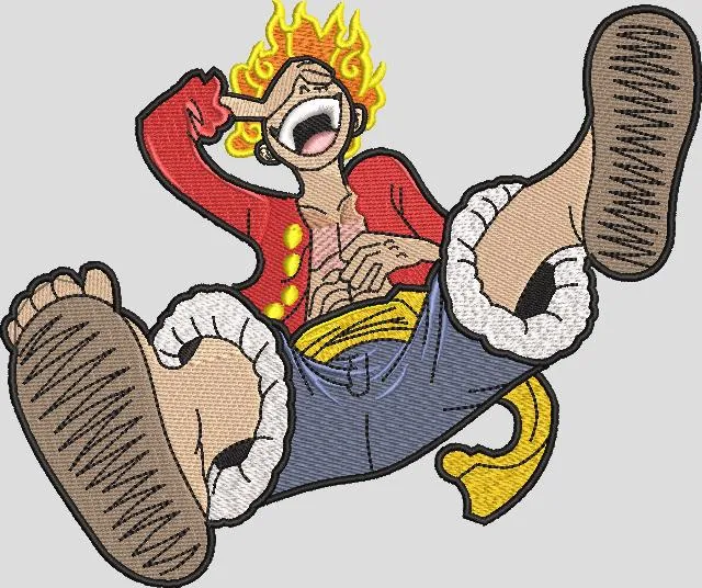 Alternative view of  Luffy Laughing with Flaming Hair Embroidery Style 