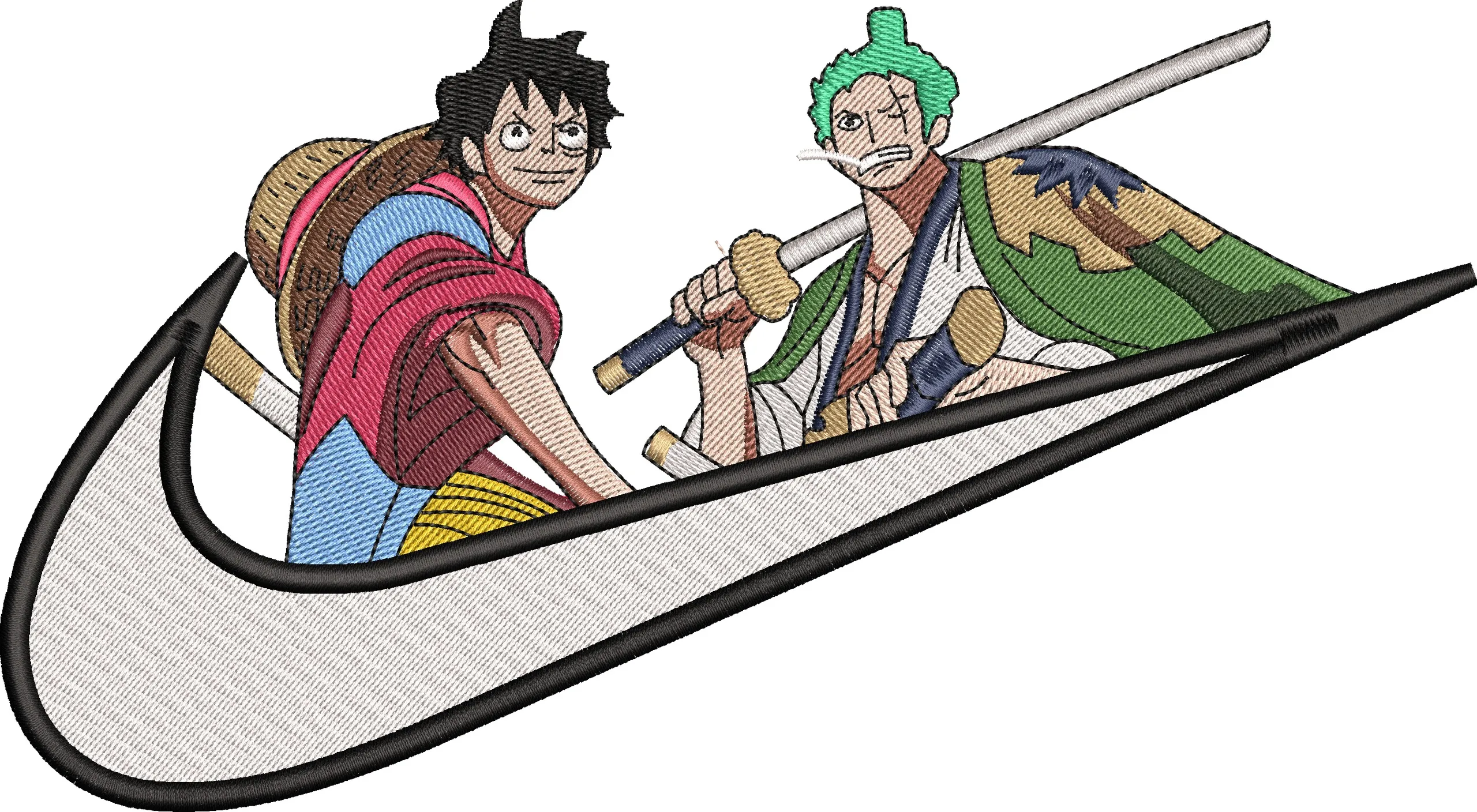 Alternative view of  Luffy and Zoro in Nike Swoosh Embroidery 