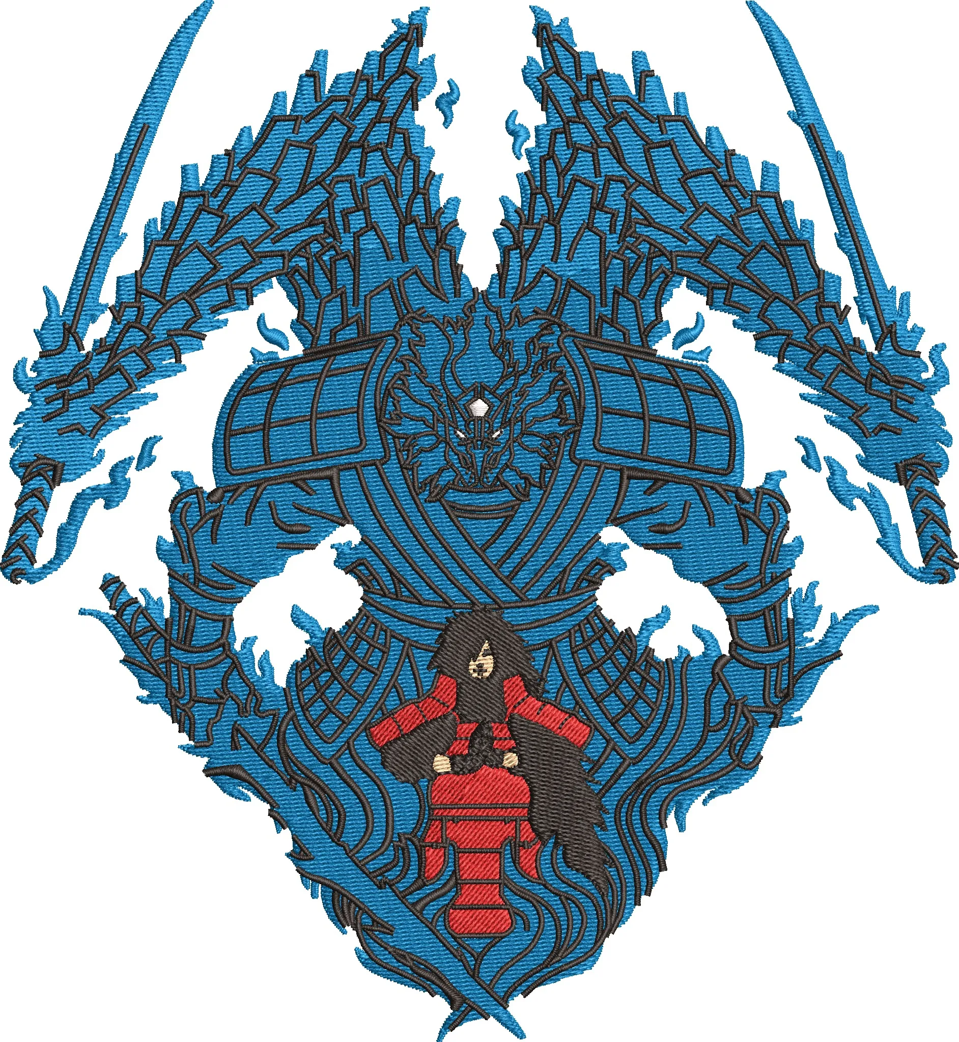 Alternative view of  Madara Uchiha with Blue Susanoo Embroidery 