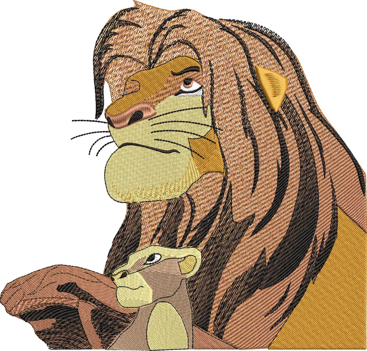 Alternative view of  Majestic Lion with Cub Embroidery 