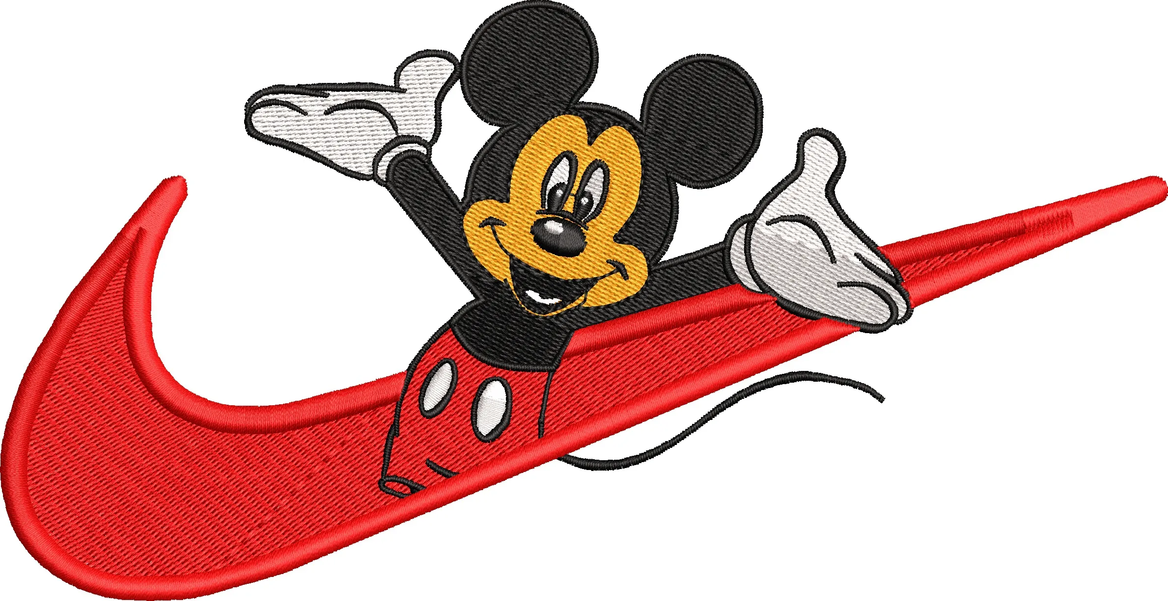 Alternative view of  Mickey Mouse with Red Nike Swoosh 