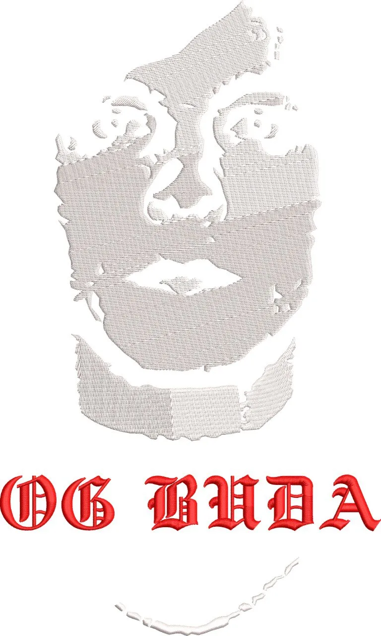 Alternative view of  Minimalist Embroidered Face with OG BUDA Text 