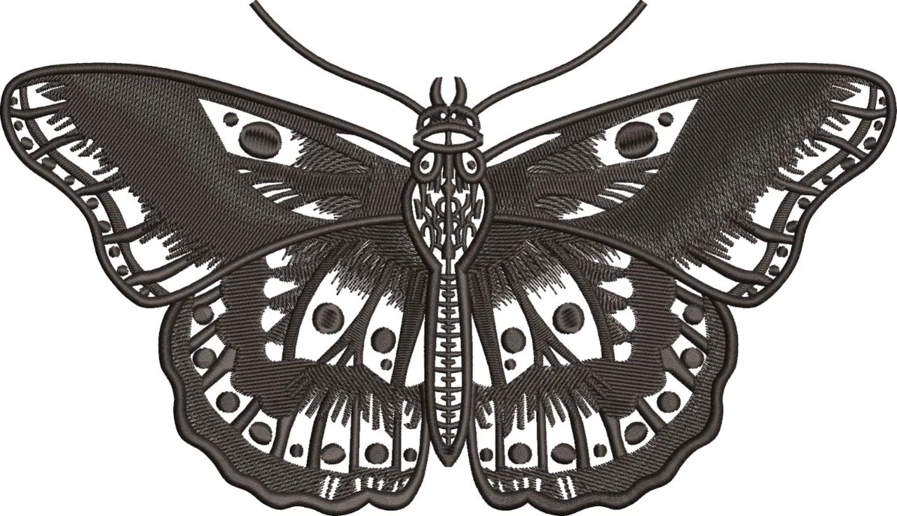 Alternative view of  Monochrome Butterfly Embroidery Design 