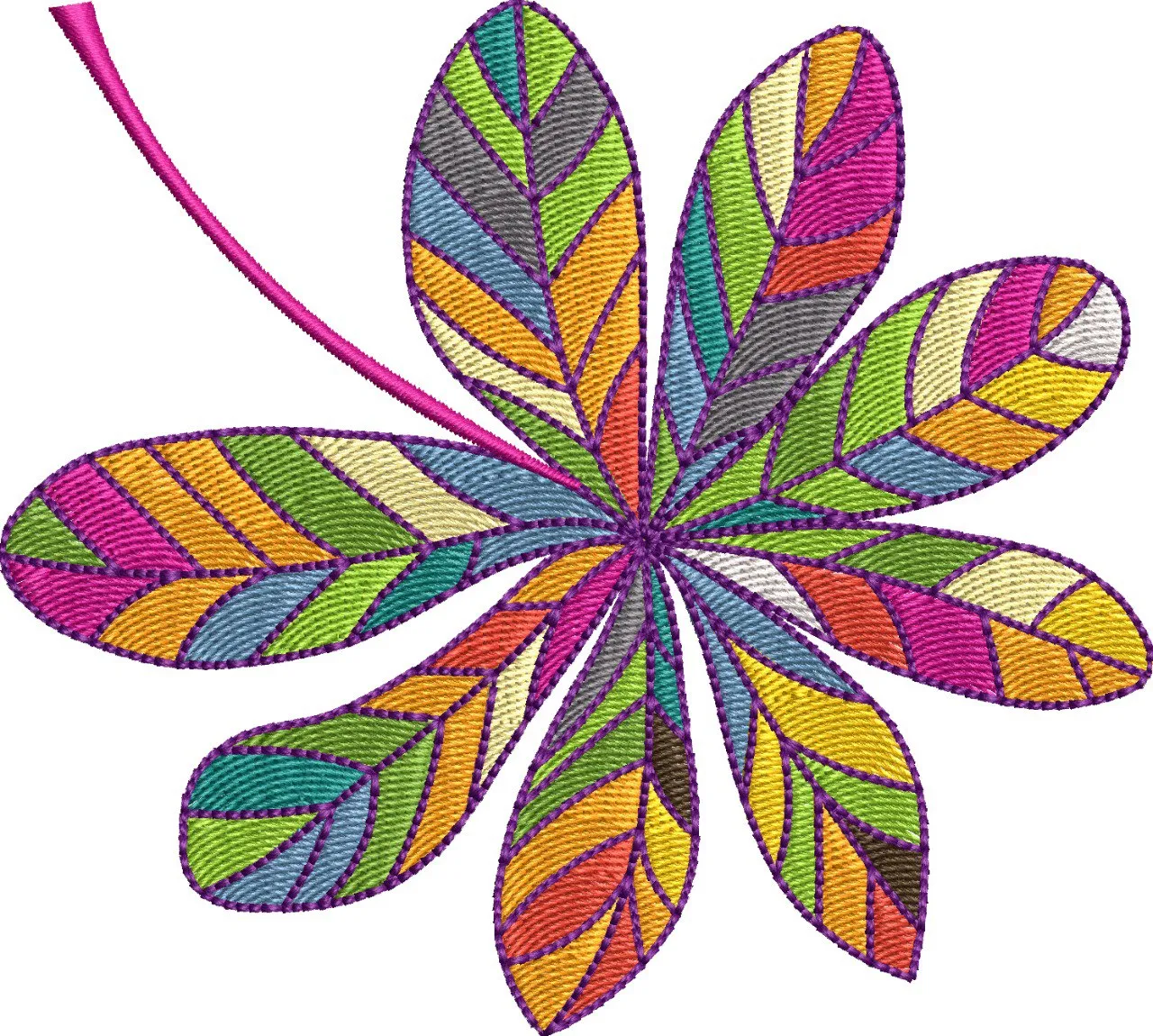 Alternative view of  Multicolor Geometric Leaf Embroidery 