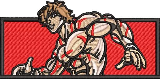 Alternative view of  Muscular Anime Fighter with Red Markings 