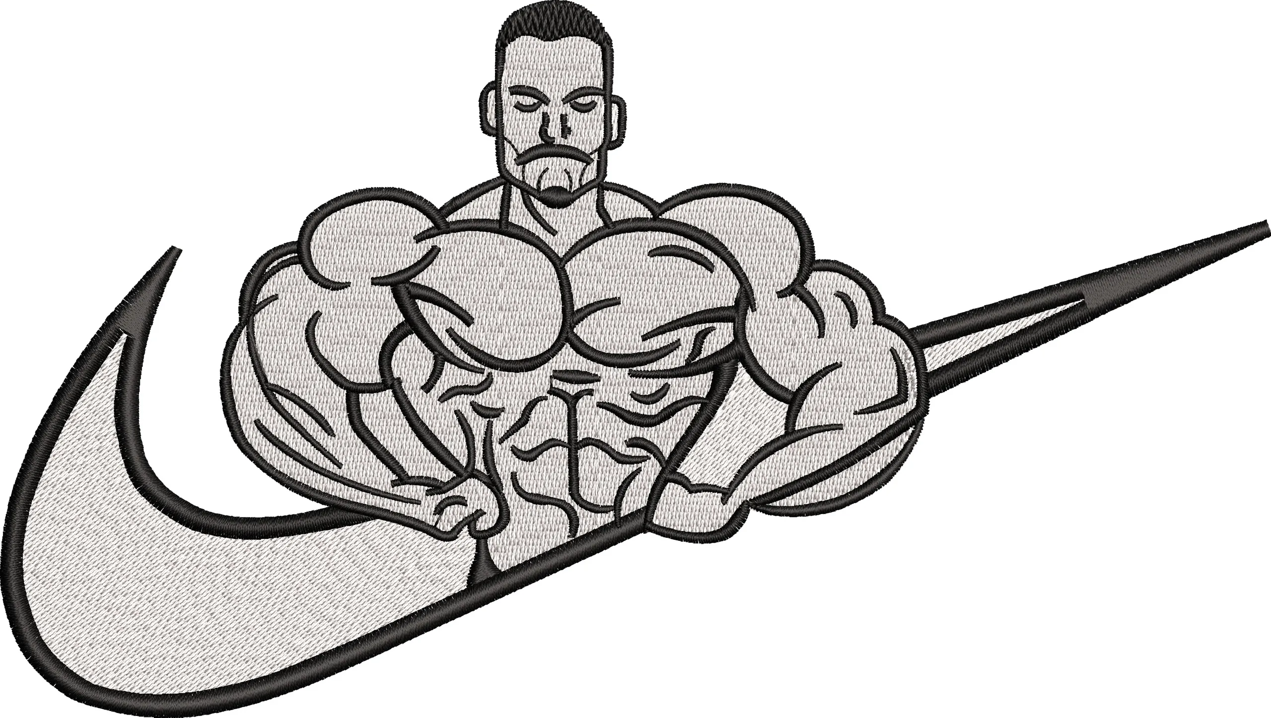 Alternative view of  Muscular Man with Nike Swoosh 