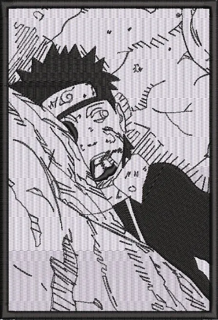 Alternative view of  Naruto Uzumaki Battle Scene Black and White Patch 